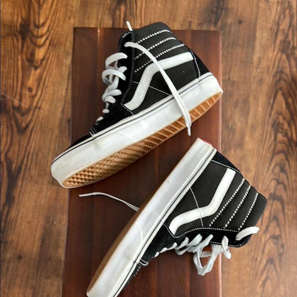 Vans Black and White Canvas High-Top Sneakers